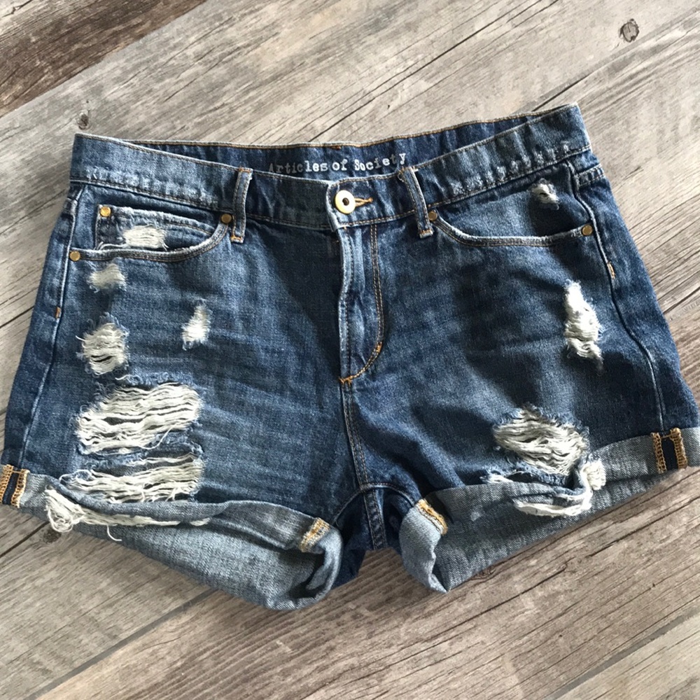 Articles of Society Distressed Denim Shorts